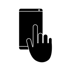 hand touch mobile phone chat talk pictogram vector illustration eps 10