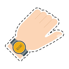 hand with smart watch trendy wearable line vector illustration eps 10
