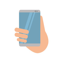 hand holds smartphone sms chat technology vector illustration eps 10
