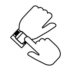 hand wearing smart watch wearable vector illustration eps 10