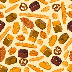 Bread and bakery products seamless pattern