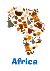 Coffee pattern in shape of Africa continent