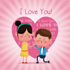 couple proposal happy i love you pink heart background vector illustration eps 10