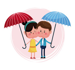 couple loving with blue and red umbrella vector illustration eps 10