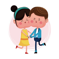 couple loving jumping cheerful day vector illustration eps 10