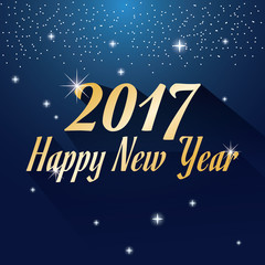 happy new year 2017 greeting card glowing blue background vector illustration eps 10