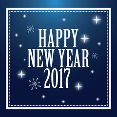 Naklejka premium happy new year 2017 greeting card snowflakes stars blue background vector illustration eps 10