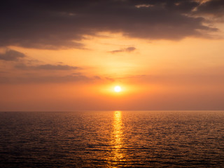 Naklejka na ściany i meble Landscape view of sunset at the sea in Chantaburi, Thailand