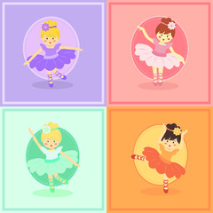 Cute Colorful Ballerina girls set with different color dress tutu dancing ballet