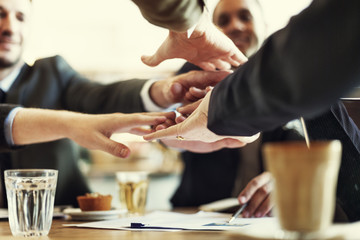 People Hand Assemble Corporate Meeting Teamwork Concept