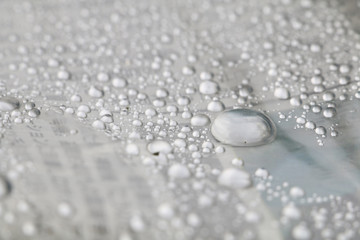 raindrops on packed newspaper background