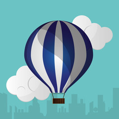 Fototapeta premium blue and white airballoon silhouette urban background vector illustration eps 10