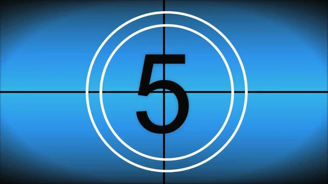Countdown from 10 - 1 BLUE revolving background, clean look with Black text and Beeping tones.