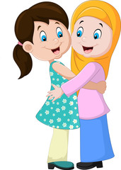 Two girls hugging

