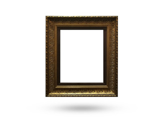 Fototapeta premium wooden picture frame on white background