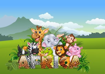Obraz na płótnie Canvas Cartoon wild animal in the jungle 