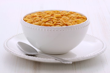 Healthy corn flakes breakfast