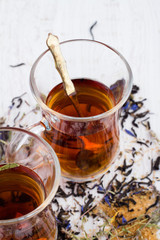 tea in glass cups
