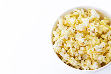 Popcorn isolated on the white background..