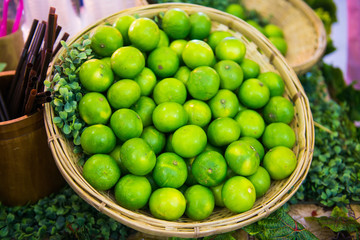 fresh lime in basket