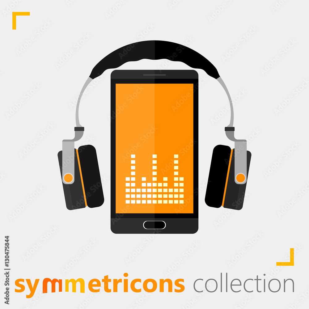 Poster smartphone with headphones vector icon for web and mobile from symmetricons collection