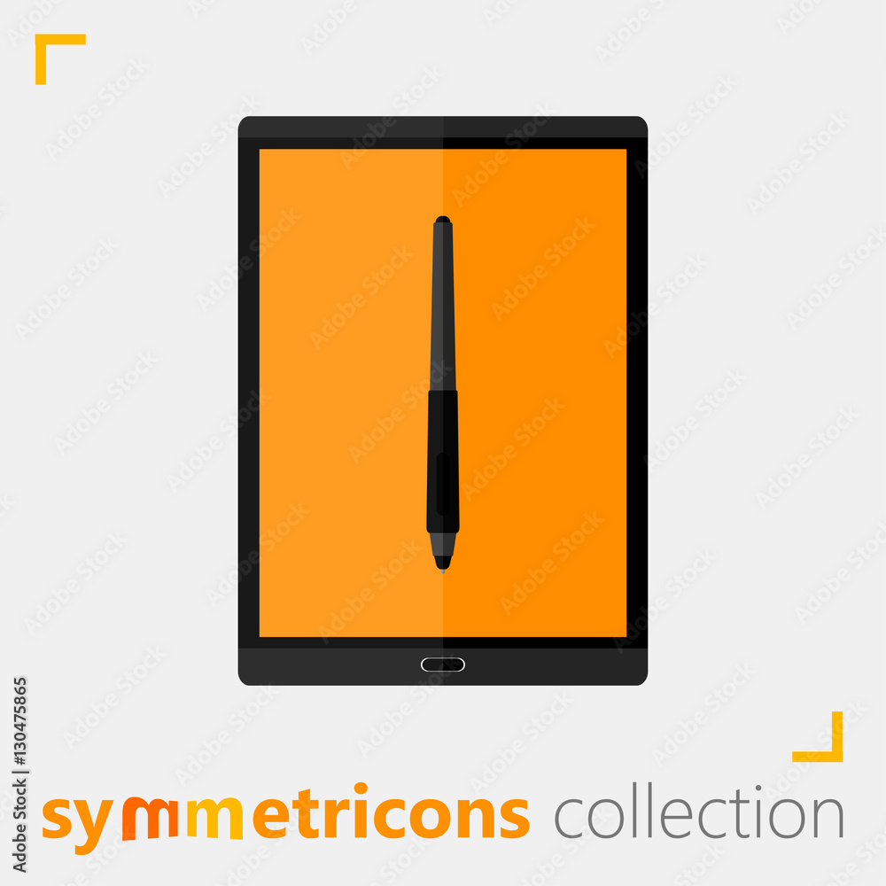 Aufkleber tablet with digitizer pen vector icon for web and mobile from symmetricons collection