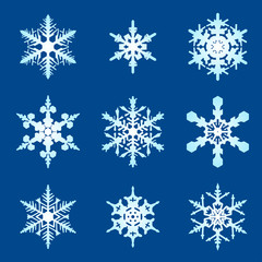 Snowflakes minimal vector set for web, print and mobile