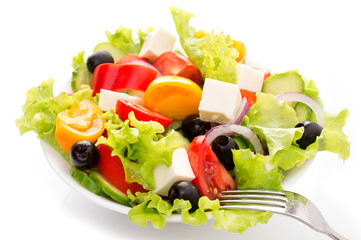 fresh vegetable salad isolated on white background