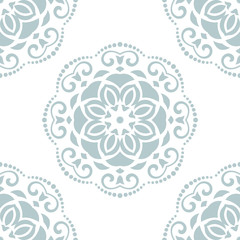 Seamless classic vector light blue pattern. Traditional orient ornament. Classic vintage background
