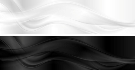 Obraz premium White and black smooth waves banners
