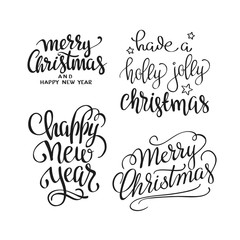 Merry Christmas vector text Calligraphic Lettering design set.
