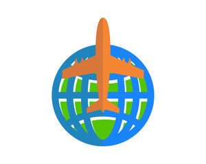 flying plane globe