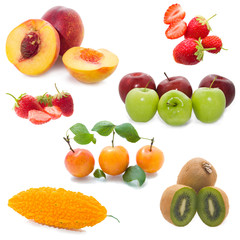 Fruit collage in white background