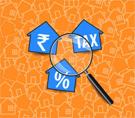 income tax background, tax returns with magnifying glass - vector eps10