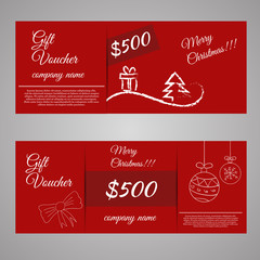 red christmas and new year gift voucher certificate coupon templ