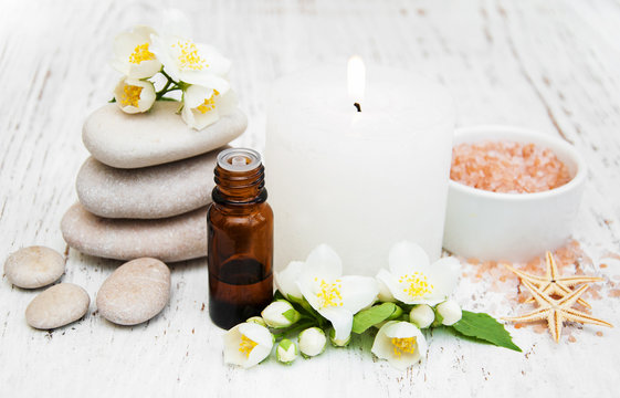 essential oil with jasmine flower