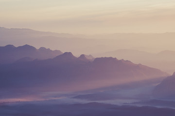 Sunset with sun rays, sky with clouds and sun...