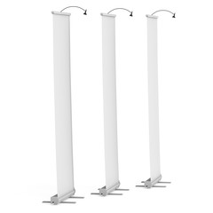 Blank Roll Up Banner Stands with different angles. Trade show booth white and blank. 3d render isolated on white background. High Resolution Template for your design.