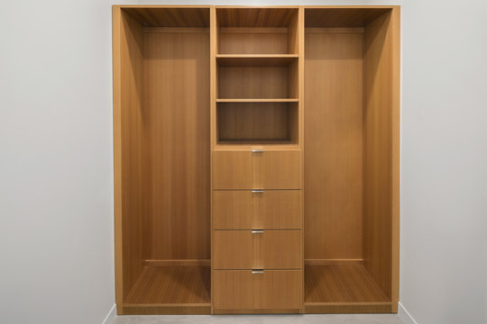 Wooden Closet with Built In Shelving