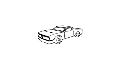 Fototapeta premium Vector cartoon retro muscle car and transportation