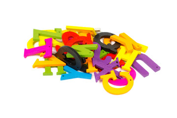 colorful wooden letters heap