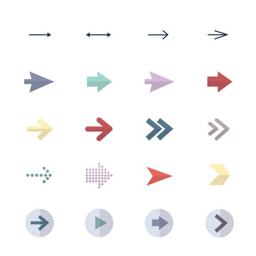 Arrow Icons Set Of Control Icons Vector Illustration Style Colorful Flat Icons