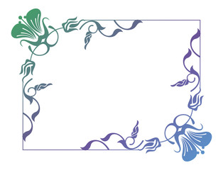 Beautiful oval floral frame with gradient fill. 