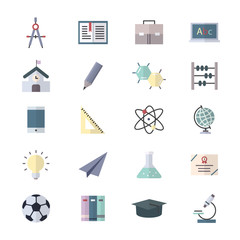 Fototapeta premium Education Icons, School Icons and Science Icons Set Of Vector Illustration Style Colorful Flat Icons