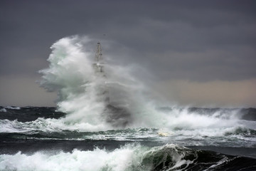 Lighthouse in the port of Ahtopol, Black Sea, Bulgaria