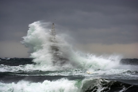 Lighthouse in the port of Ahtopol, Black Sea, Bulgaria