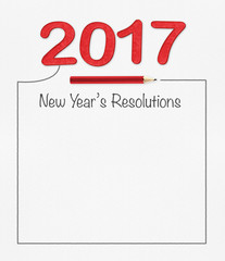 2017 new year resolution on white paper with pencil and drawing