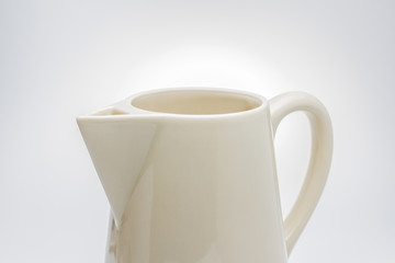 Jug, ceramic jug on white background.