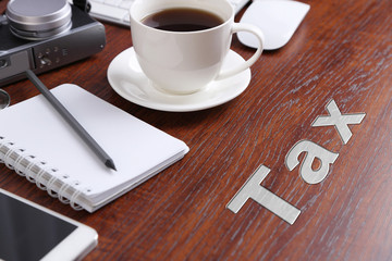 Tax concept. Office workplace, closeup