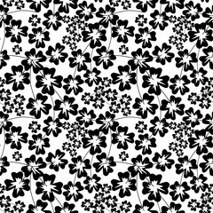 Floral seamless pattern , black stylized twigs white background . For printing on fabric and paper.